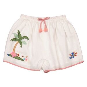 Girls Ivory Clover Applique Shorts